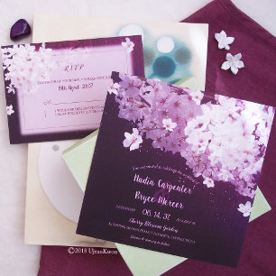 Invitation Fleurs de cerisiers florissantes Mariage du printe