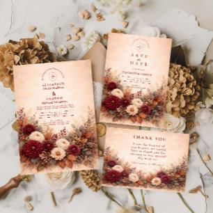 Autumn Garden Floral Wedding RSVP Card