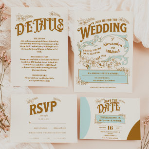 Vintage Library Book Wedding Save The Date