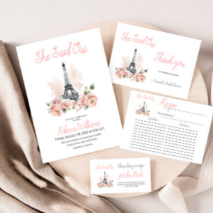 She Said Oui Parisian Pink Floral Bridal Shower Invitation