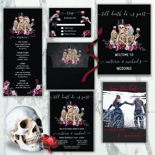 Till death do us Part Goth Skeleton Bride & Groom Invitation