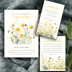 Yellow Wildflower Mum To Bee Neutral Baby Shower Thank You Card