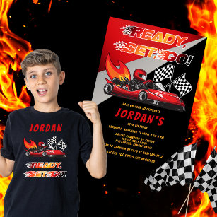T-shirt Red   Black Go Kart Racing Anniversaire