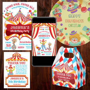 Assiettes En Carton Fête d'anniversaire de cirque clown nom personnali