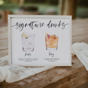 modern signature drinks wedding sign bar sign