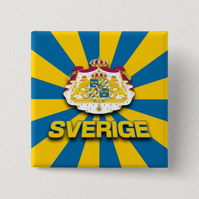 Sverige Coat of Arms 2 Inch Square Button (Front)