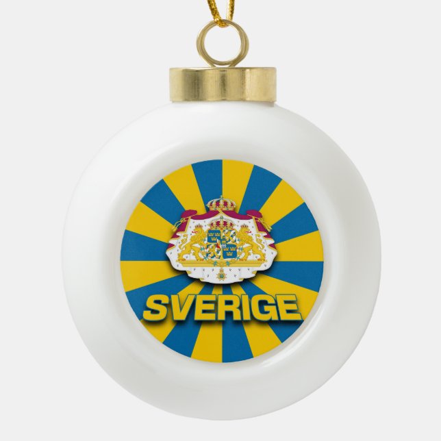Sverige Coat of Arms Ceramic Ball Christmas Ornament (Front)