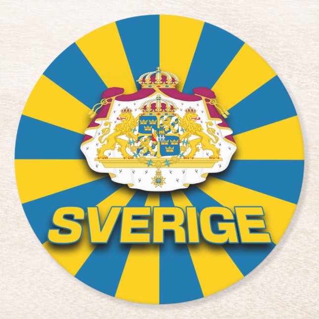 Sverige Coat of Arms Round Paper Coaster (Front)