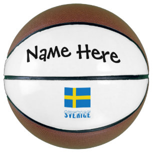 Sverige och Svensk Flagga med Ditt Namn Basketball
