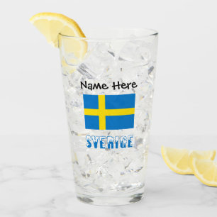 Sverige och Svenska Flagge Personalized Glass