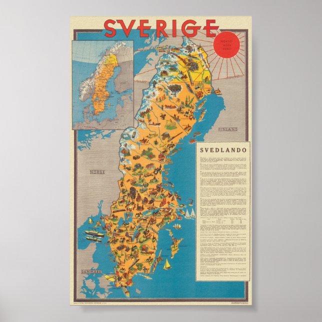 Sverige Suède Poster vintage 1931 (Devant)