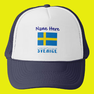 Sverige Svensk Flagga Blue Personalized Trucker Hat