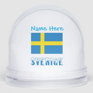 Sverige Svenska Flagga Blue Personalized Snowglobe