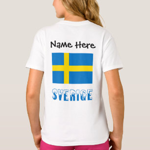Sverige Svenska Flagge Black Personalization  T-Shirt