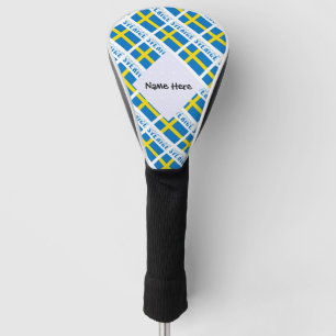 Sverige Svenska Flagge Tiled Black Personalization Golf Head Cover