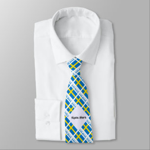 Sverige Svenska Flagge Tiled Black Personalization Tie