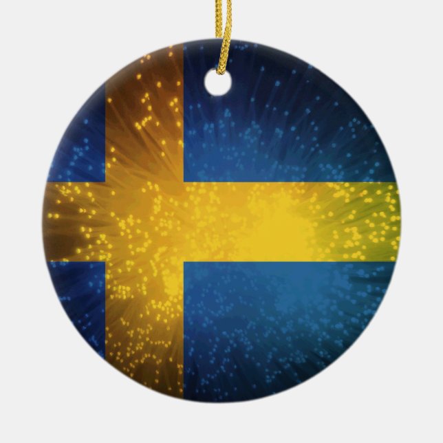 Sverige; Sweden Flag Ceramic Ornament (Front)