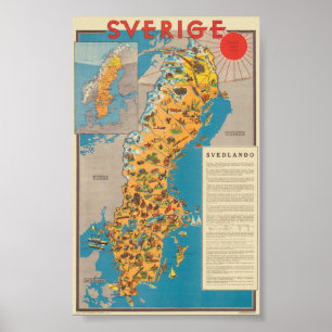 Sverige Sweden Vintage Poster 1931