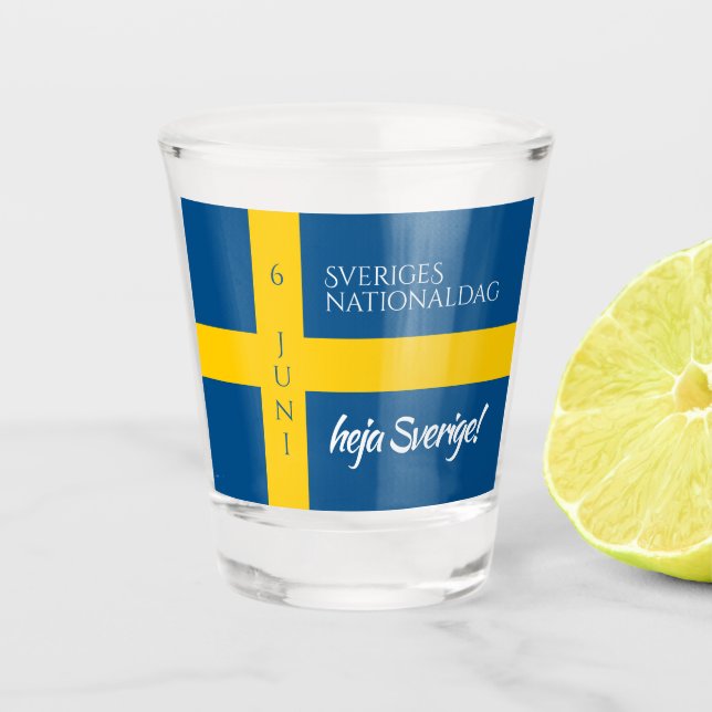 Sveriges Nationaldag Swedish National Day Flag Shot Glass (Front)