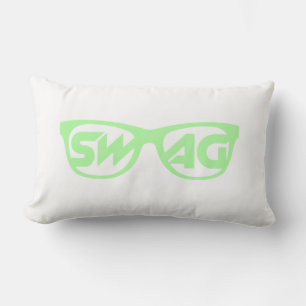 Swag 2 Sided Light Green and White Pillow