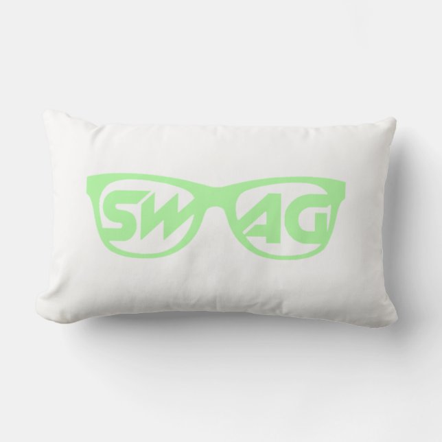 Swag 2 Sided Light Green and White Pillow (Front)
