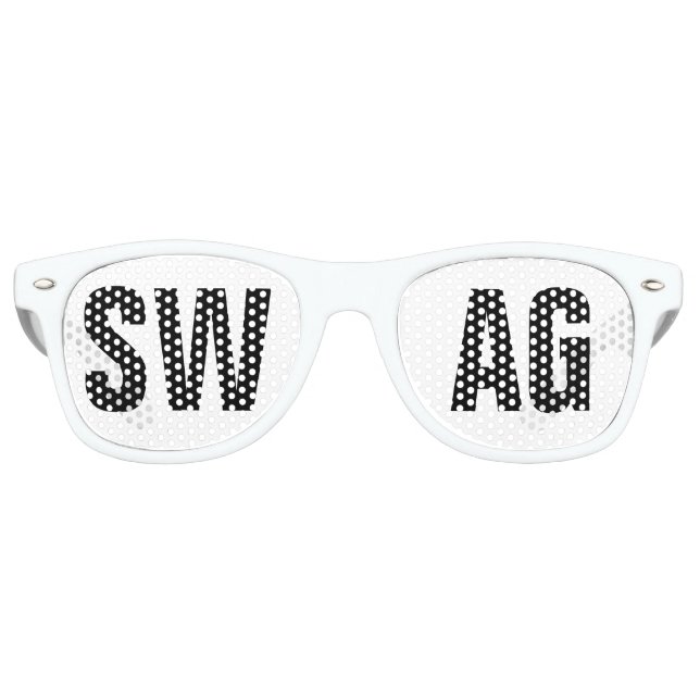 'SWAG' Black and White Party Retro Sunglasses (Front)