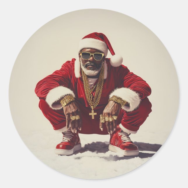 Swag Santa A Modern Take on the Holiday Icon Classic Round Sticker (Front)