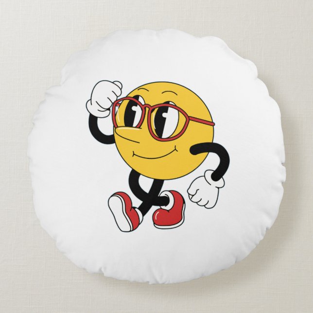 Swagmoji Strut – Cartoon Throw Pillow  (Front)