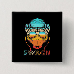 Swagn Retro Monkey 2 Inch Square Button
