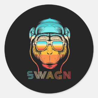 Swagn Retro Monkey Classic Round Sticker