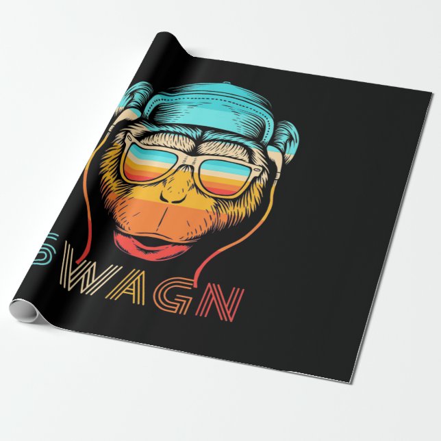 Swagn Retro Monkey Wrapping Paper (Unrolled)