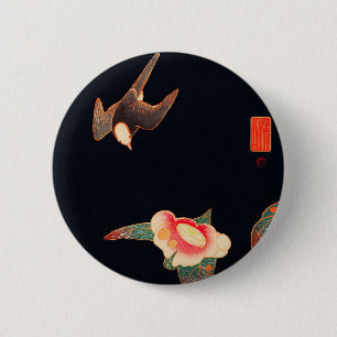 Swallow and Camellia (1900) by Ito Jakuchu 2 Inch Round Button