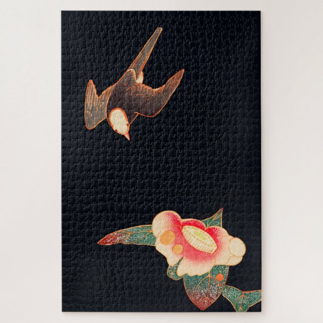 Swallow and Camellia (1900) by Ito Jakuchu Jigsaw Puzzle (Vertical)
