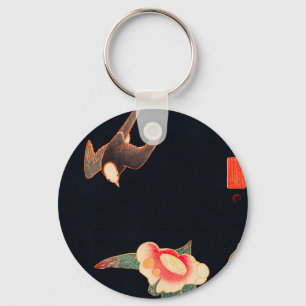 Swallow and Camellia (1900) by Ito Jakuchu Keychain