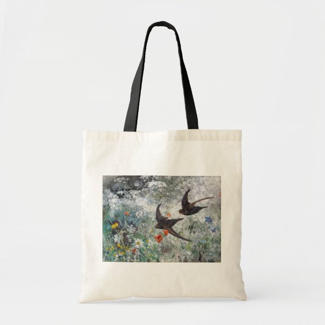 Swallow and Flower Field, Bruno Liljefors Tote Bag (Front)