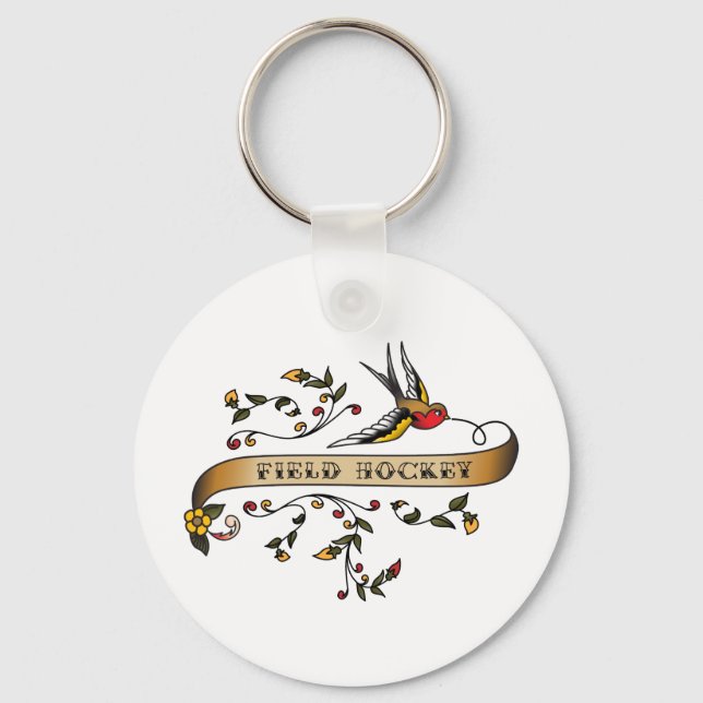 Swallow and Scroll with Field Hockey Keychain (Front)