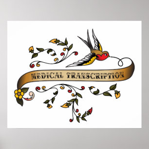 Swallow and Scroll with Medical Transcription Poster