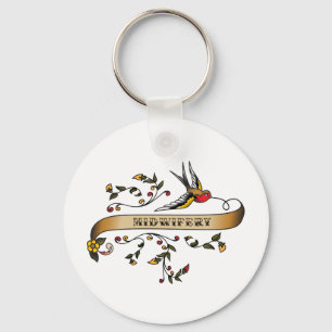 Swallow and Scroll with Midwifery Keychain