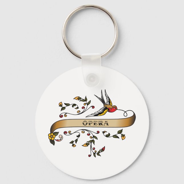 Swallow and Scroll with Opera Keychain (Front)