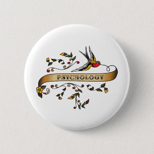 Swallow and Scroll with Psychology 2 Inch Round Button