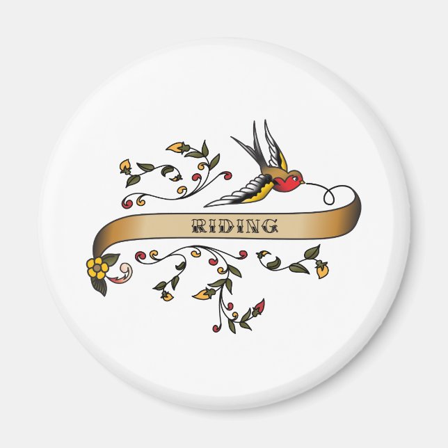 Swallow and Scroll with Riding Magnet (Front)