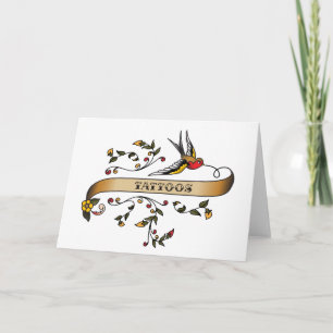 Swallow and Scroll with Tattoos Card
