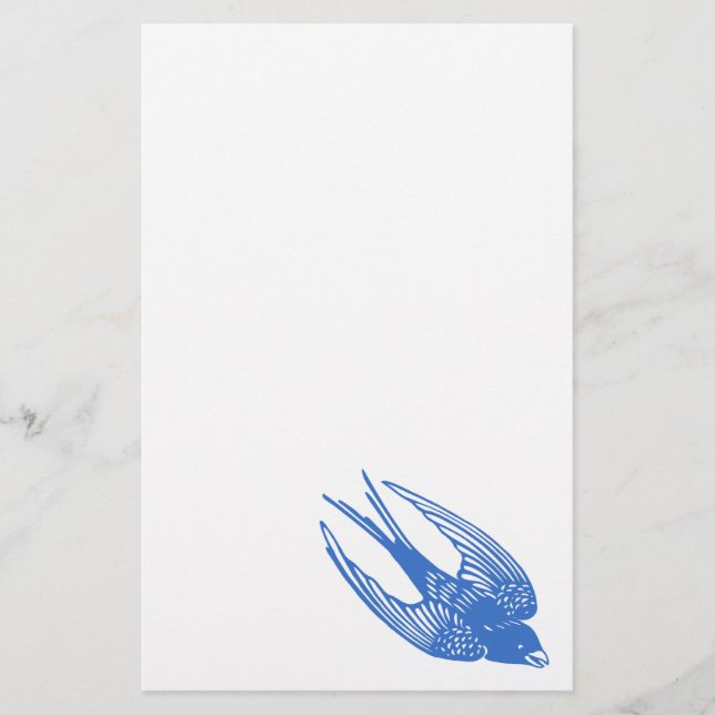 Swallow Bird Blue Stationery (Front)