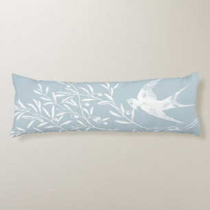 Swallow Bird Flying over Olive Branches Body Pillow