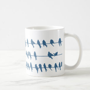 Swallow birds on wires silhouettes coffee mug