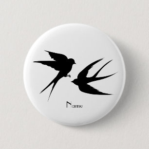 Swallow Birds Silhouettes Thunder_Cove 2 Inch Round Button