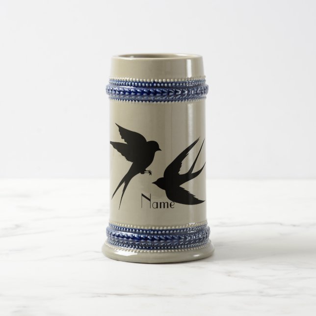 Swallow Birds Silhouettes Thunder_Cove  Beer Stein (Center)