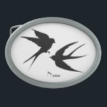 Swallow Birds Silhouettes Thunder_Cove  Belt Buckle<br><div class="desc">Swallow Birds Silhouettes courting flight,  to personalize by changing to your name on  any background colour</div>