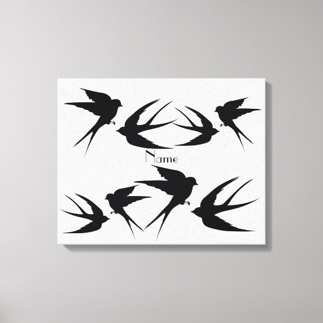 Swallow Birds Silhouettes Thunder_Cove Canvas Print (Front)