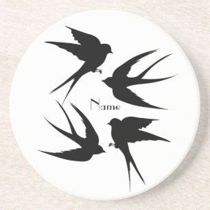 Swallow Birds Silhouettes Thunder_Cove Coaster